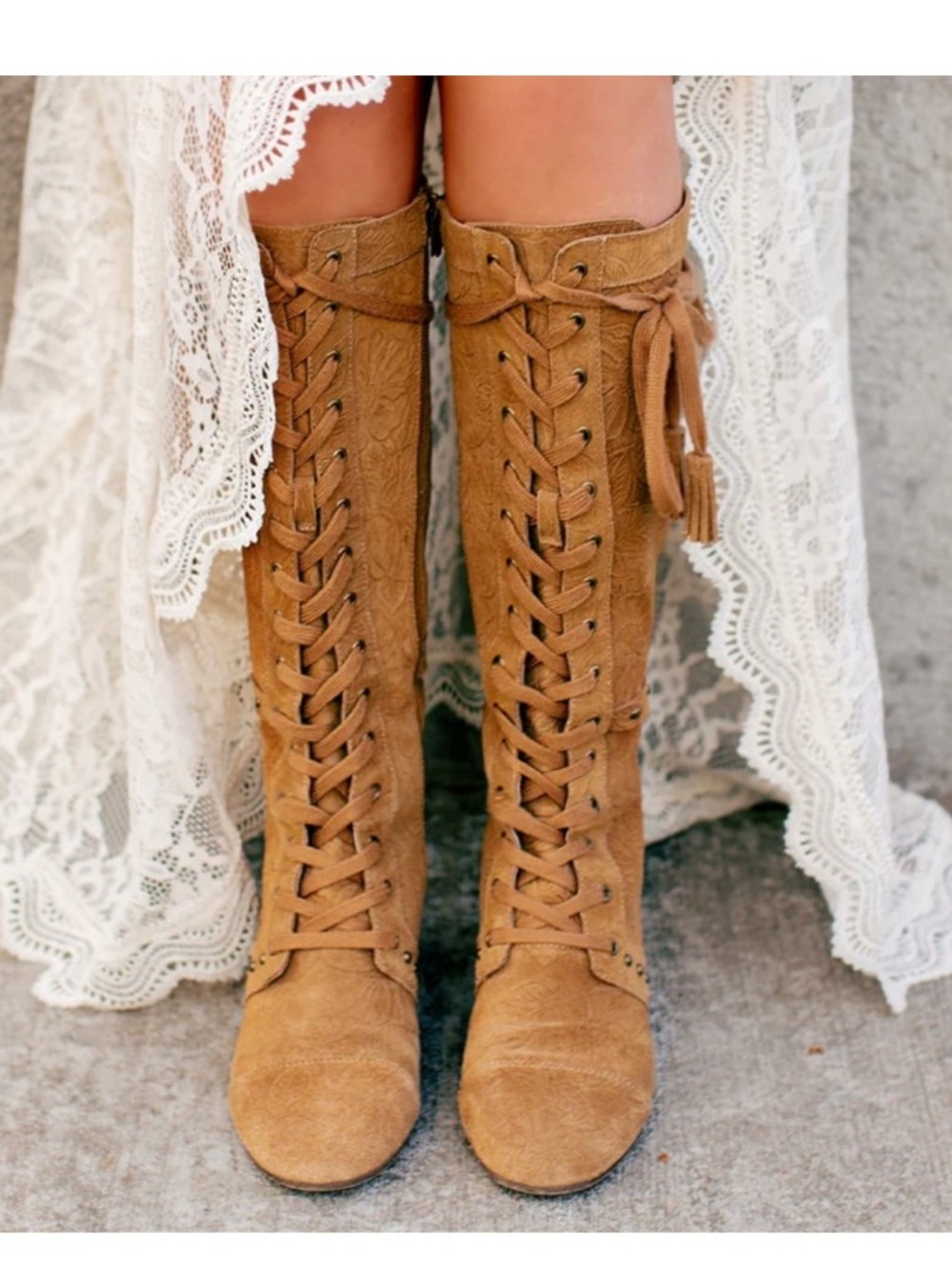 Joyfolie Marita Floral Leather Tall Lace Up Boots 7.5 NEW - Picture 3 of 7